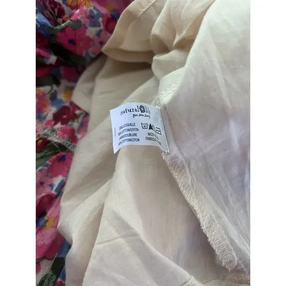 Natural Life Flora Convertible Maxi Skirt Dress Floral XL Ruffle Hem Pink Boho - Picture 10 of 13